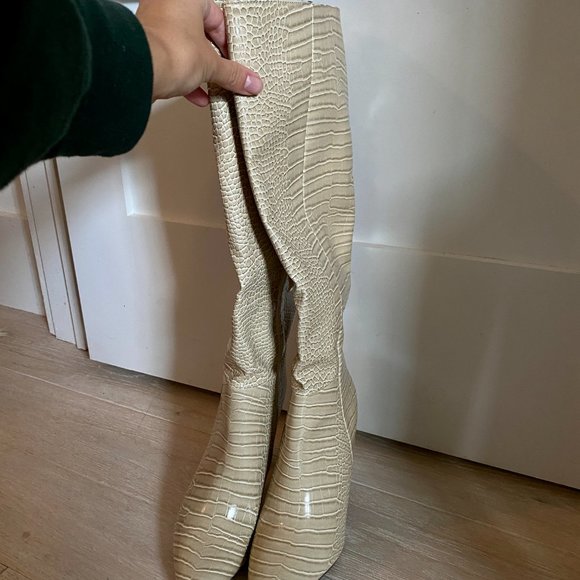 Lulus Cream Knee High Boots - Picture 2 of 5